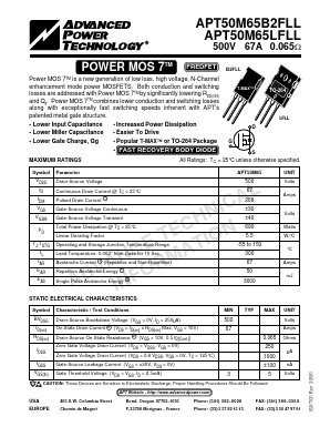 APT50M65B2FLL Datasheet PDF Advanced Power Technology 