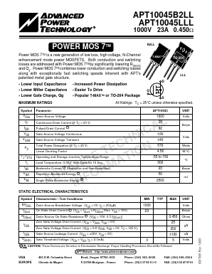 APT10045 Datasheet PDF Advanced Power Technology 