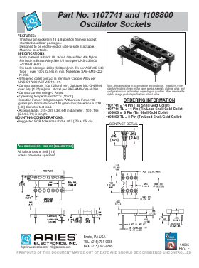 1108800 Datasheet PDF Aries Electronics, Inc.