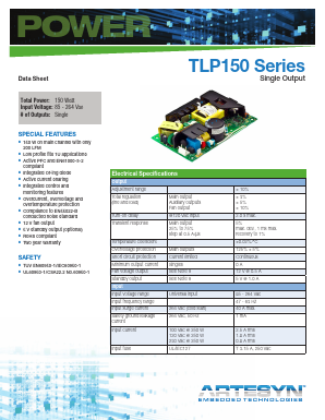 TLP150 Datasheet PDF Artesyn Technologies