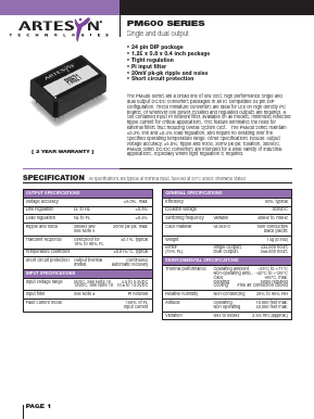 PM600 Datasheet PDF Artesyn Technologies