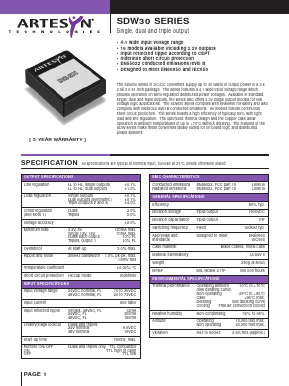 SDW30-24D15 Datasheet PDF Artesyn Technologies