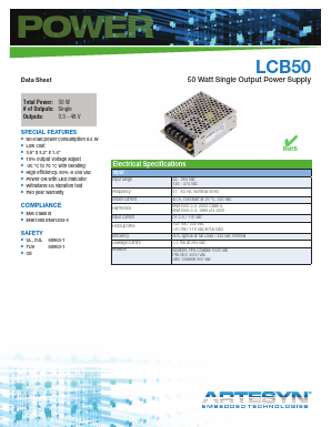 LCB50W Datasheet PDF Artesyn Technologies