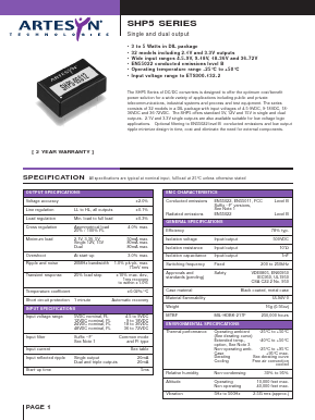 SHP5-05D15 Datasheet PDF Artesyn Technologies