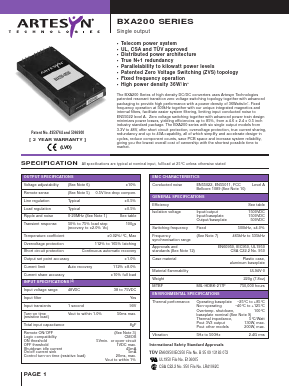 BXA200-48S48 Datasheet PDF Artesyn Technologies