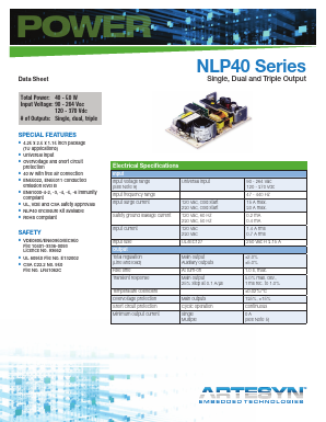 NLP40 Datasheet PDF Artesyn Technologies