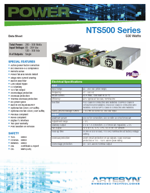 NTS505 Datasheet PDF Artesyn Technologies