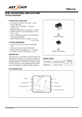 TSM103A Datasheet PDF ARTSCHIP ELECTRONICS CO.,LMITED.
