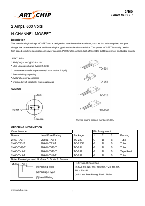 2N60-TF3-T Datasheet PDF ARTSCHIP ELECTRONICS CO.,LMITED.
