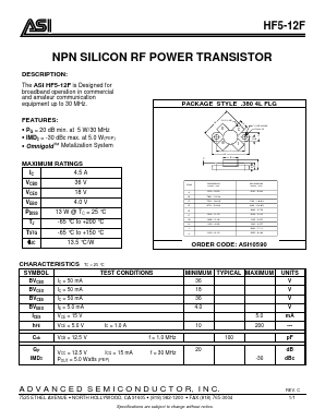 HF5-12F Datasheet PDF Advanced Semiconductor