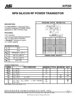 AVF250 Datasheet PDF Advanced Semiconductor