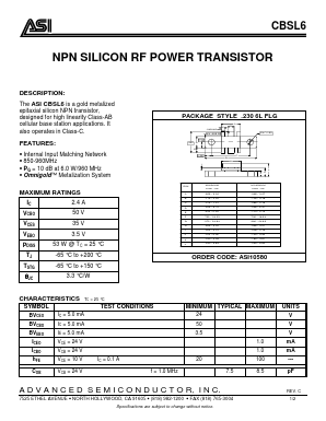 ASI10580 Datasheet PDF Advanced Semiconductor