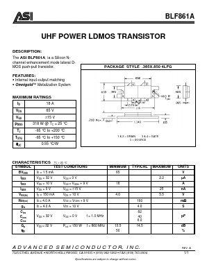 BLF861A Datasheet PDF Advanced Semiconductor
