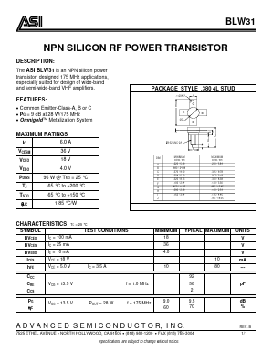 BLW31 Datasheet PDF Advanced Semiconductor