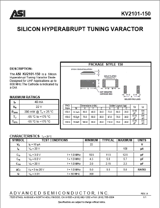 KV2101-150 Datasheet PDF Advanced Semiconductor