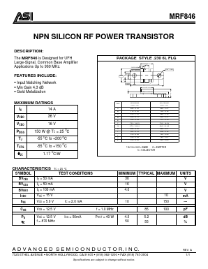 MRF846 Datasheet PDF Advanced Semiconductor