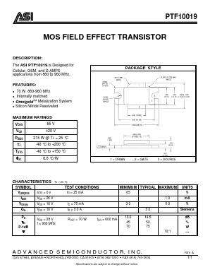 PTF10019 Datasheet PDF Advanced Semiconductor