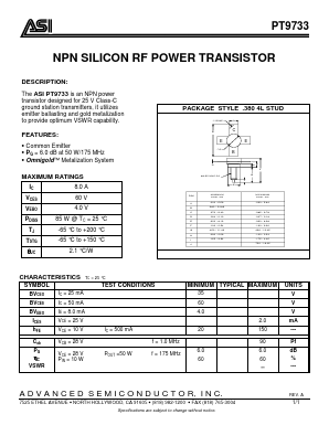 PT9733 Datasheet PDF Advanced Semiconductor