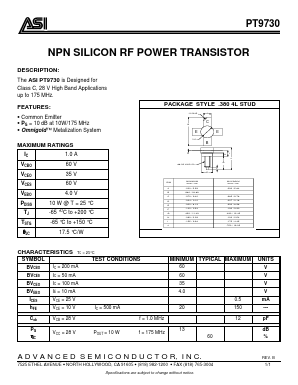 PT9730 Datasheet PDF Advanced Semiconductor