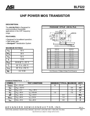BLF522 Datasheet PDF Advanced Semiconductor