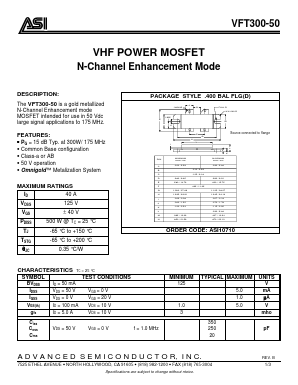 VFT300-50 Datasheet PDF Advanced Semiconductor