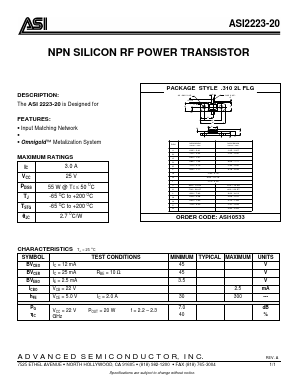 ASI2223-20 Datasheet PDF Advanced Semiconductor