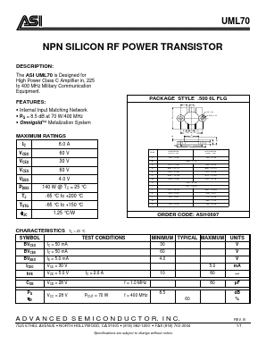 UML70 Datasheet PDF Advanced Semiconductor