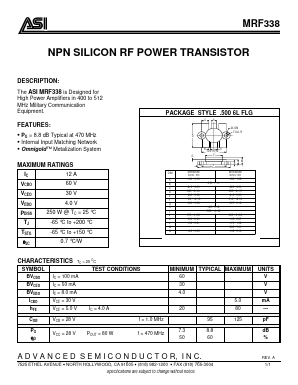 MRF338 Datasheet PDF Advanced Semiconductor