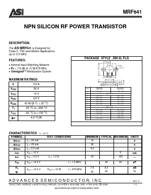 MRF641 Datasheet PDF Advanced Semiconductor