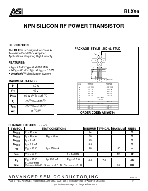 BLX96 Datasheet PDF Advanced Semiconductor