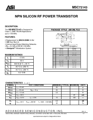 MSC72143 Datasheet PDF Advanced Semiconductor