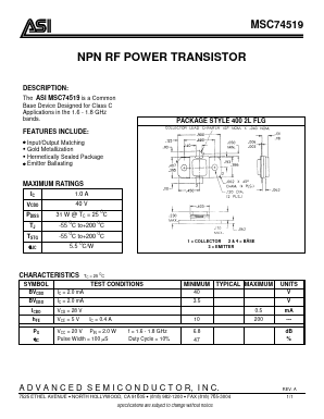 MSC74519 Datasheet PDF Advanced Semiconductor