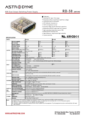 RD-50 Datasheet PDF Astrodyne Corporation