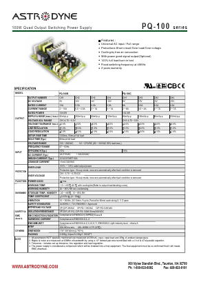 PQ-100E Datasheet PDF Astrodyne Corporation