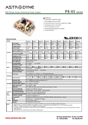PS-65-7.5 Datasheet PDF Astrodyne Corporation