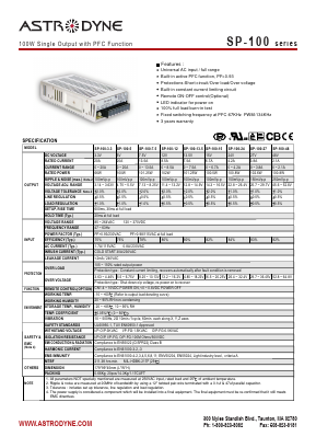 SP-100 Datasheet PDF Astrodyne Corporation