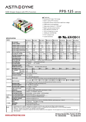 PPS-125-48 Datasheet PDF Astrodyne Corporation