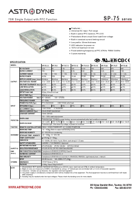 SP-75-7.5 Datasheet PDF Astrodyne Corporation
