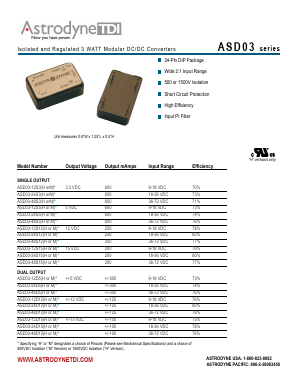 ASD03 Datasheet PDF Astrodyne Corporation