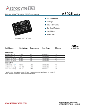 ASD35-5D15M Datasheet PDF Astrodyne Corporation