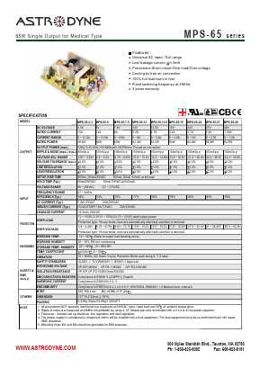 MPS-65-7.5 Datasheet PDF Astrodyne Corporation