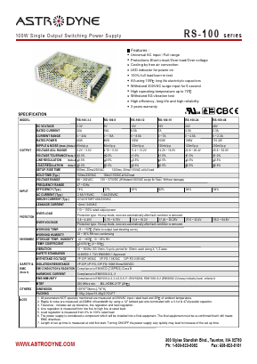 RS-100-24 Datasheet PDF Astrodyne Corporation