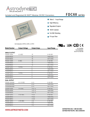 FDC60-24S33 Datasheet PDF Astrodyne Corporation