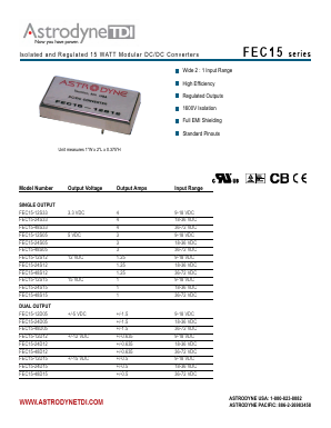 FEC15-48D12 Datasheet PDF Astrodyne Corporation