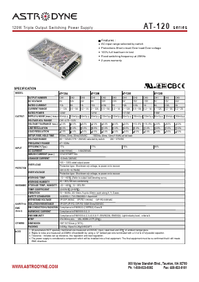 AT-120D Datasheet PDF Astrodyne Corporation