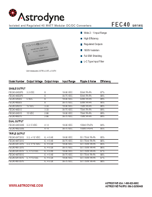 FEC40 Datasheet PDF Astrodyne Corporation