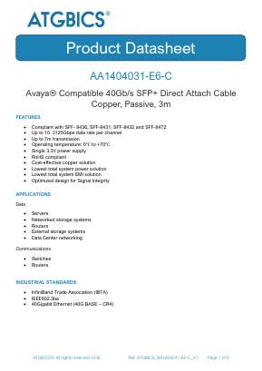 AA1404031-E6-C Datasheet PDF ATGBICS by Approved Technology
