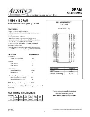 AS4LC4M16DG-6S/XT Datasheet PDF Austin Semiconductor