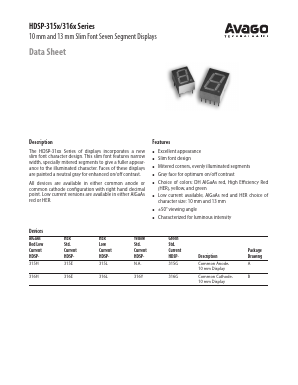 HDSP-315X Datasheet PDF Avago Technologies