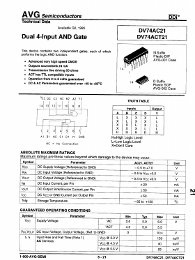 DV74ACT21N Datasheet PDF AVG Semiconductors=>HITEK
